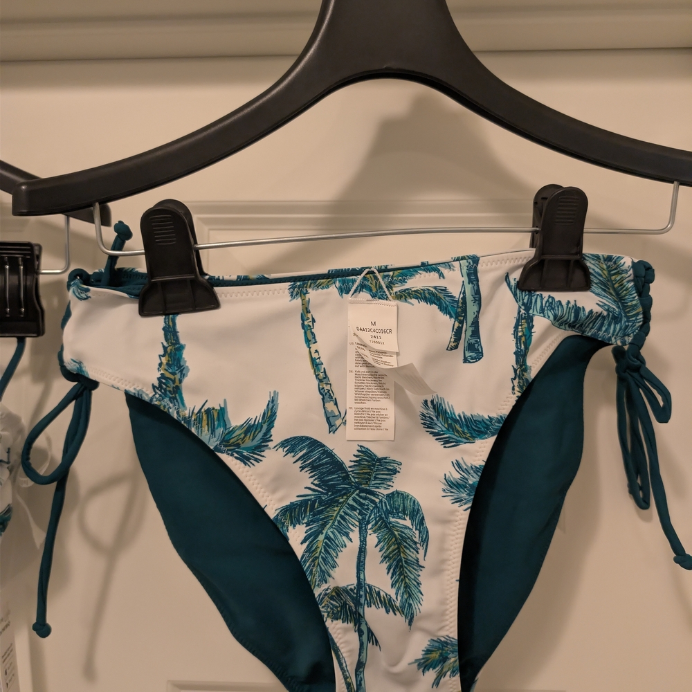 Cupshe Palm Tree Print Bikini - White and Teal - Picture 6 of 9